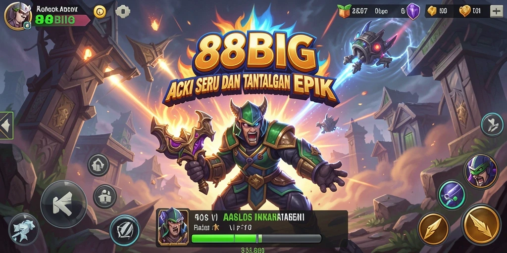 Tampilan screenshot utama 88BIG menampilkan aksi mendebarkan dengan karakter yang berjuang.