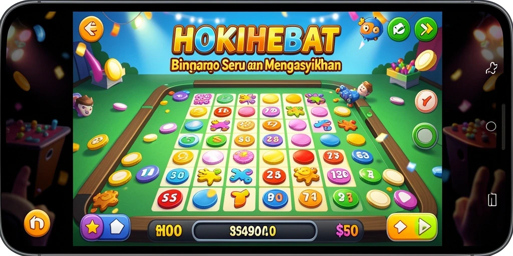 Tampilan gameplay HOKIHEBAT yang menegangkan dan penuh warna.