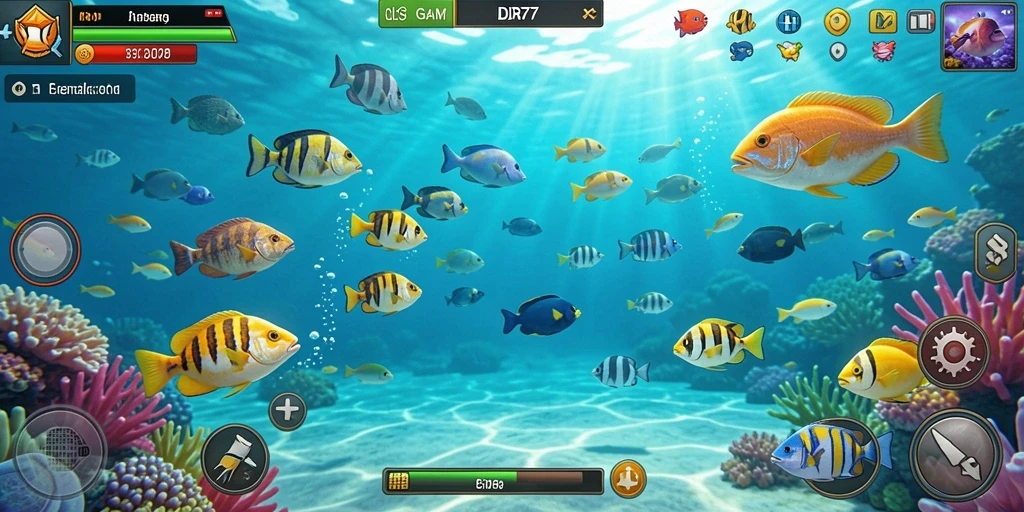 Tangkapan layar gameplay IDR77 yang menampilkan aksi menembak ikan.