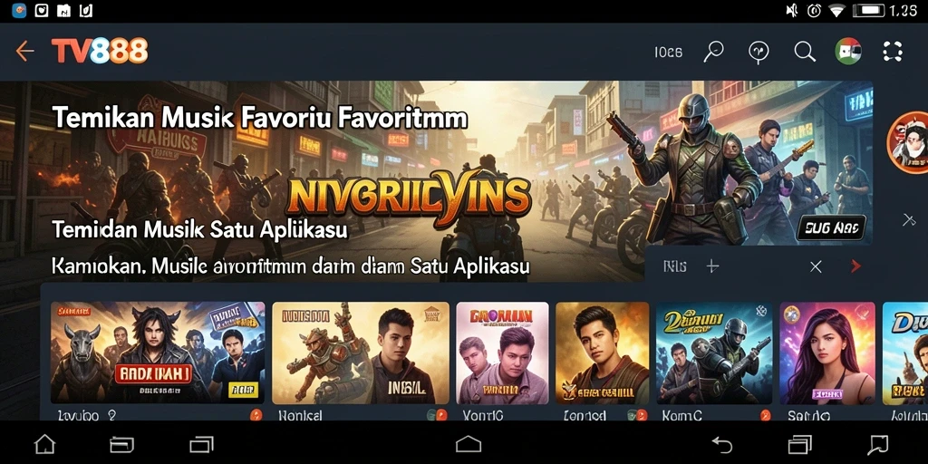 Screenshot TV888 menunjukkan pengguna sedang menikmati musik dengan antarmuka yang menarik.